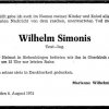 Simonis Wilhelm 1893-1972 Todesanzeige